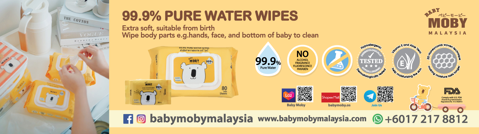 Baby Moby 99.9% Pure Water Wipes