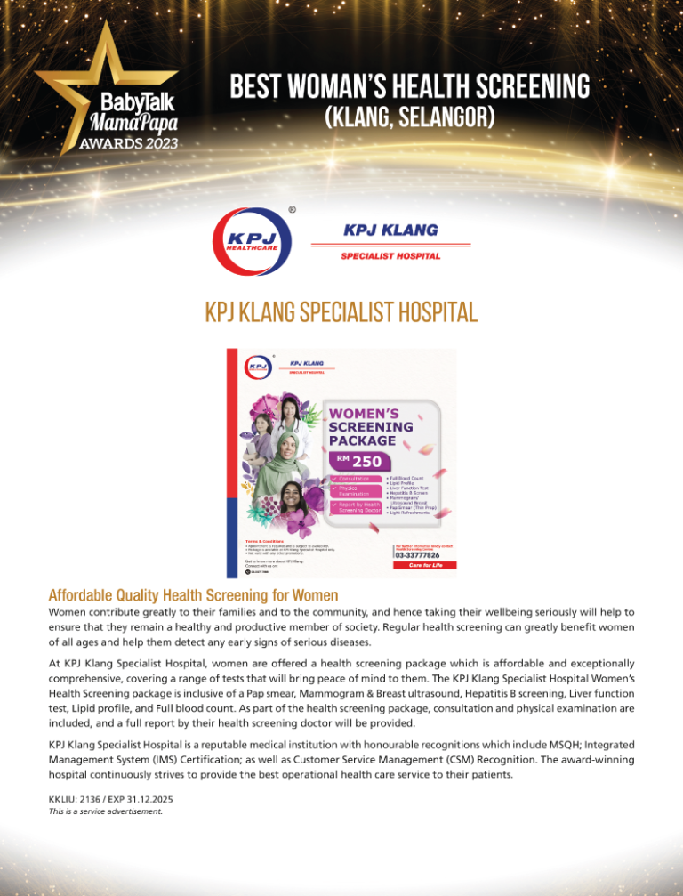 KPJ Klang Specialist Hospital Women's Health Screening BabyTalk